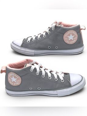 Converse Chuck Taylor All Star Mid Gray Pink Sneakers Women’s 6 Youth 6Y